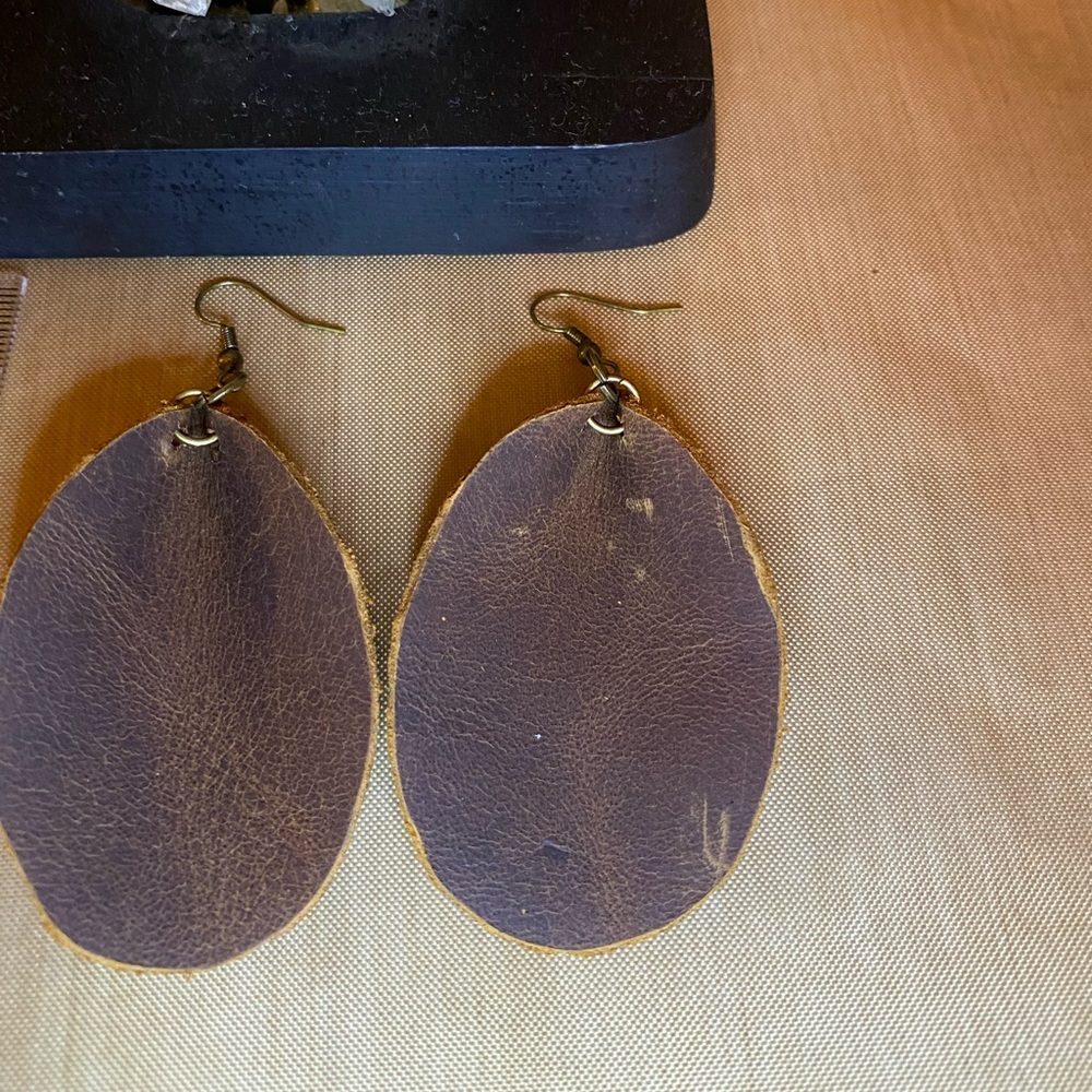 Leather up cycle earrings